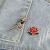 Pretty Flower Badge Red Black Rose Enamel Pins Metal Fashion Brooches Valentine's Gift For Girlfriend Backpack Lapel Hat Jewelry