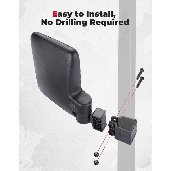 KEMIMOTO No Drilling Golf Cart Side Mirrors, Universal Rear View Mirror for 0.75"-1.25" Square Rail, Folding Design Compatible with EZGO, Club Car,