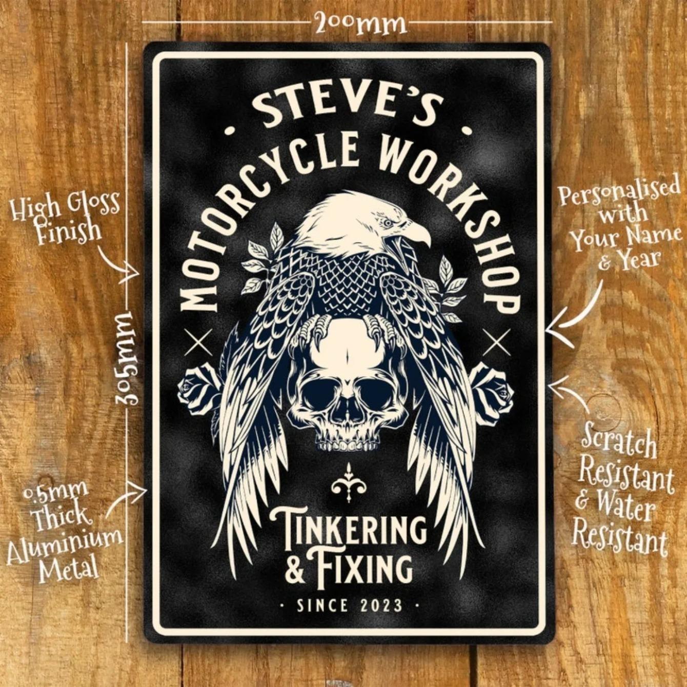 

Custom Aluminum Metal Sign Motorcycle Garage Decor Vintage Retro Plaque чорний