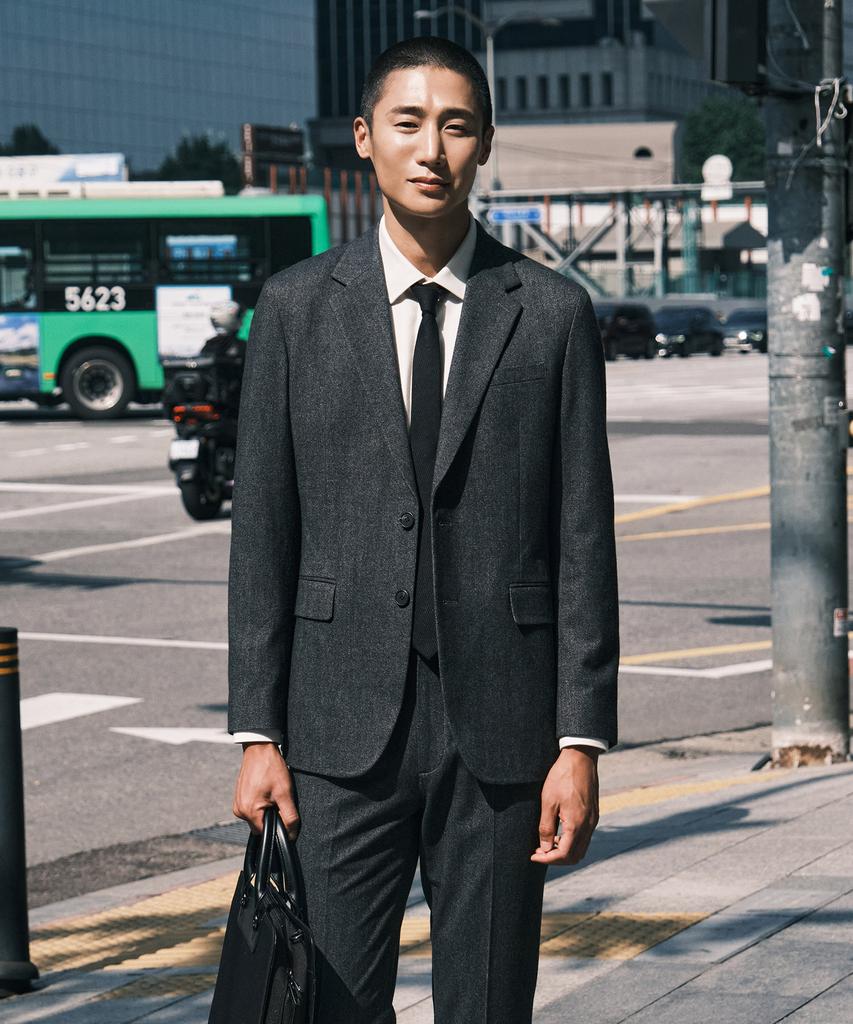 STCO Twill Brushed Blazer_Charcoal Gray (Relaxed Fit)_Sejwd01Nsc