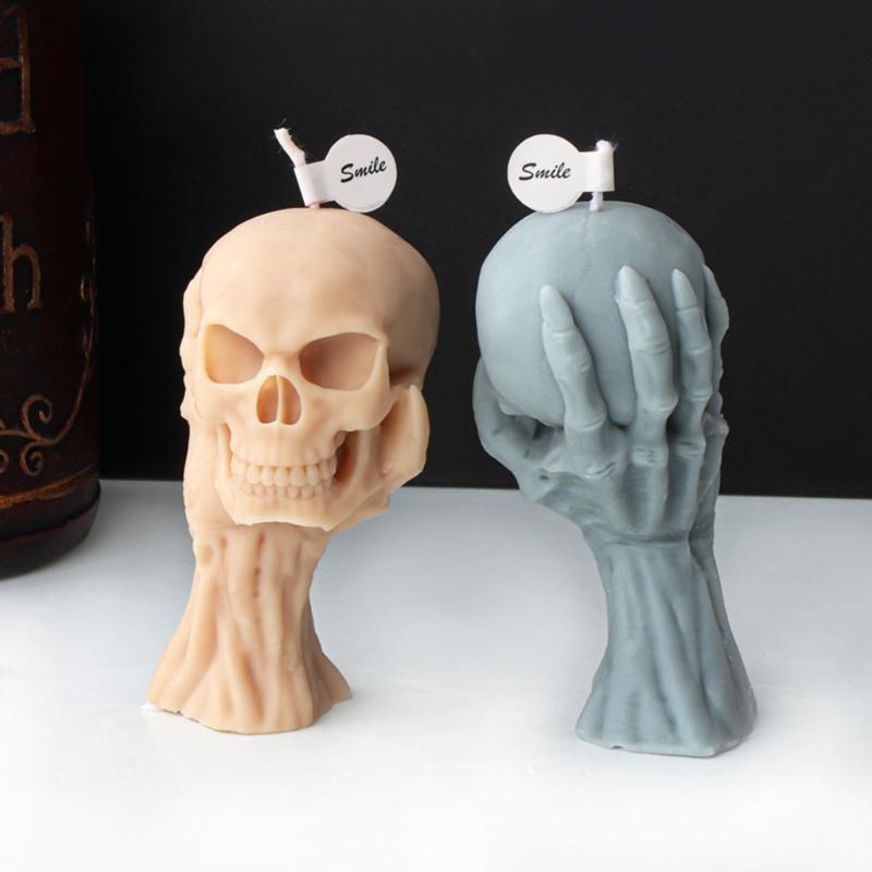 Halloween Skull Silicone Molds Epoxy Resin Mold DIY Scented Candle Mold Table Ornament Making Tool for Making Crafts