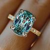 Luxury New Copper Inlaid Zircon Ring, European and American Environmentally Friendly Material Gold-plated Inlaid Green Crystal Gemstone Jewelry Women