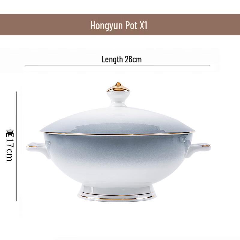 Jingdezhen Ceramic Nordic Style Dinnerware Hongyun Soup Pot