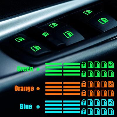 18 Pcs/set Luminous CAR Interior Stickers Universal Car Windows Control Panel Decals Auto Door Window Lift Button Sticker