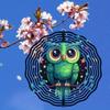 Starry Sky Owl Wind Chime Outdoor Garden Decor Metal Wind Powered Rotating Hanging Ornament with 360 Swivel Hook Easy Install No Electricity Needed