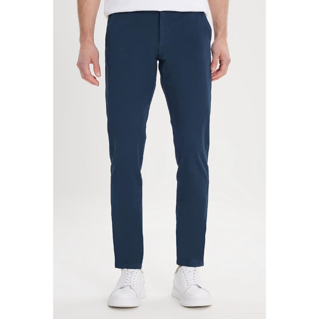 Calças Chino Slim Fit Masculinas de Lona Preta Slim Fit com Bolso Lateral