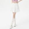 Women Lace Mini Skirt Summer Cake Ruffled High Waist Slim A Line Skirt Shorts Korean Female Kawaii Casual College White