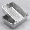 Square 304 Stainless Steel Circular Hole Rectangle Vegetable Fruit Washing Kitchen Utensil Colander Kitchen Sink Wash Basket