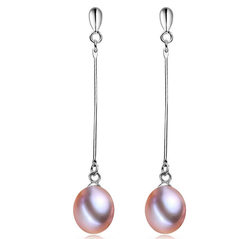 

Trendy Natural Freshwater Long Pearl Earrings 925 Women,Real White Bridal Sterling Silver Earring Jewelry Party Gift White Black