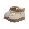 Leather waterproof snow boots outer wear warm velvet slippers indoor home non-slip heightening thick-soled cotton slippers
