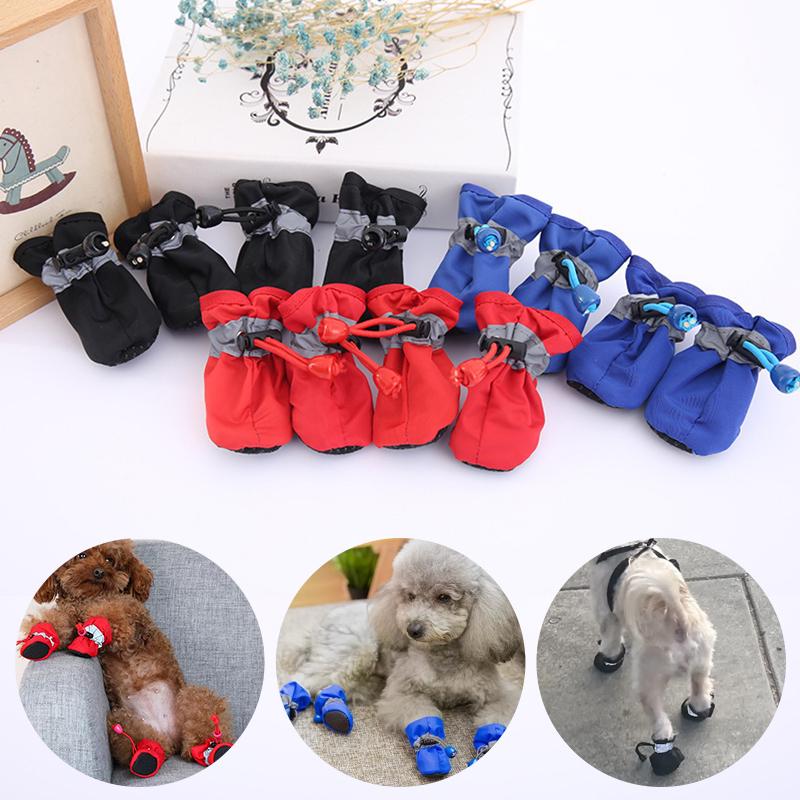 4ks/sada Protiskluzové holínky Štěně Mazlíček Tlapka Doplňky Venkovní Vodotěsné Čivava Boty Mazlíček Botičky Pro Extra Velké Psy
