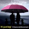 Twelve-Bone Oversized Women's Umbrella: Black UV Protection for Sun & Rain