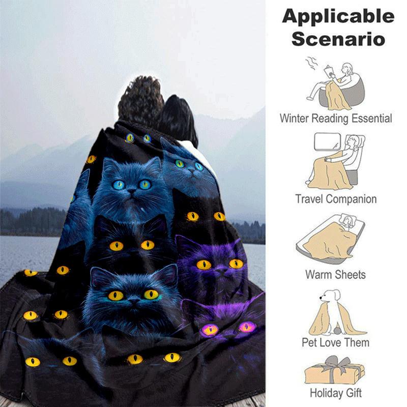 1pc Cat Printing Lightweight Flannel Blanket, Comfortable and Warm Blanket, for Camping Sofa Bed and Couch Office, In All Seasons