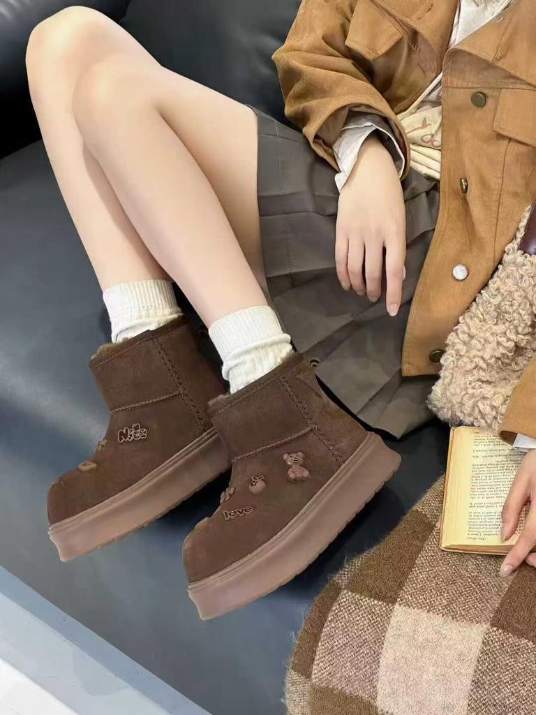 Winter New Velvet Warm Snow Boots Women's Cute Thick-soled Flat-bottomed Non-slip Velvet Short Boots Women's Boots