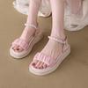Fashion Comfort Shoes for Women Roman Sandals 2025 Summer Buckle Strap Suit Female Beige Soft Clogs Wedge Open Toe Clear Heels Gladiator