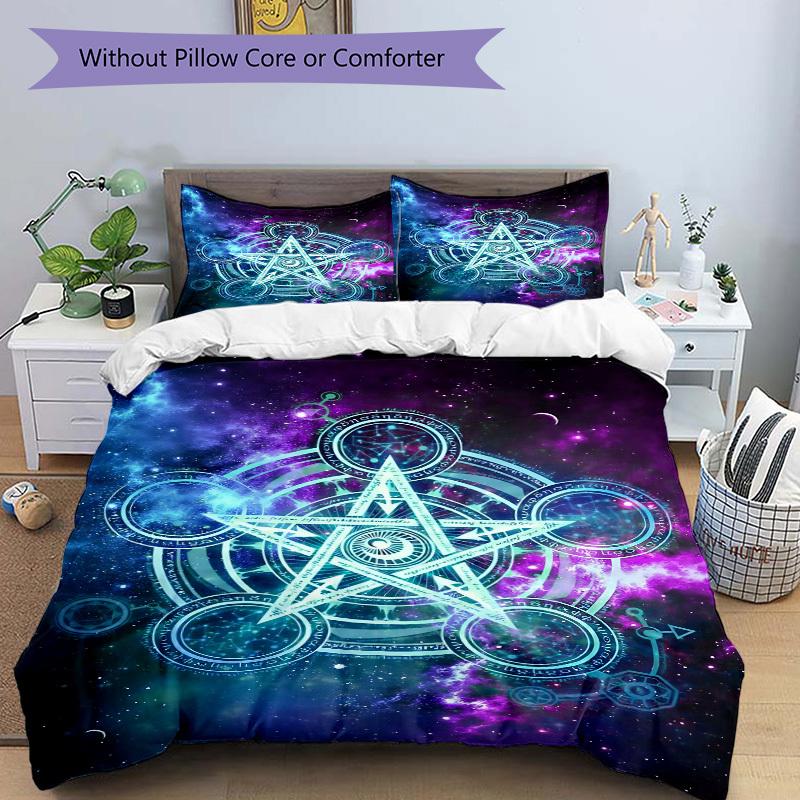 3pcs Cosmic Symbols Duvet Cover Set, Cover For Bedroom Guest Room (1 Duvet Cover + 2 Pillowcase, Without Quilt),  yy250922155