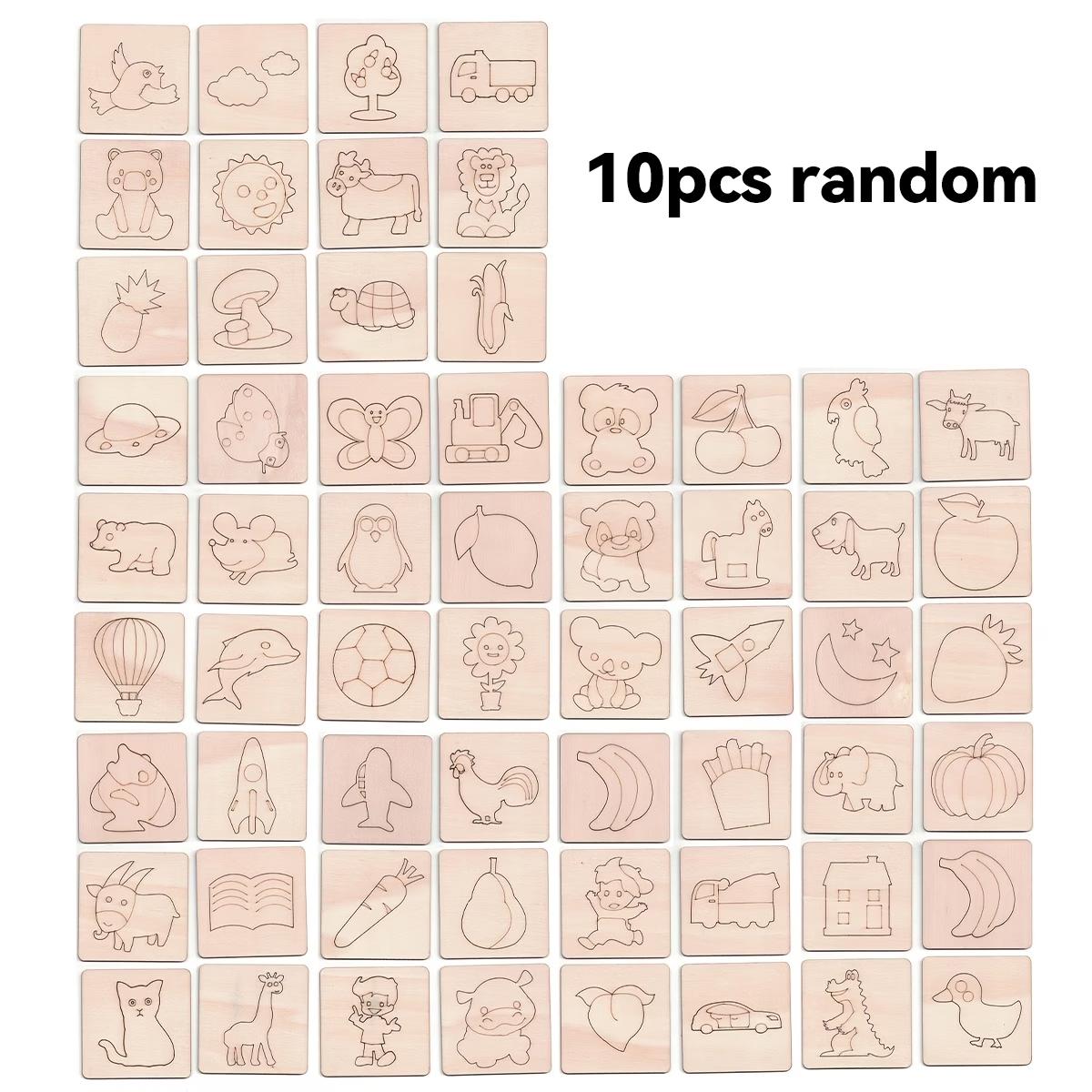

10pcs Kids Educational Toys Set Wooden Drawing Stencils Coloring Puzzle Painting Board Easter Thanksgiving Gift for Boys Girls