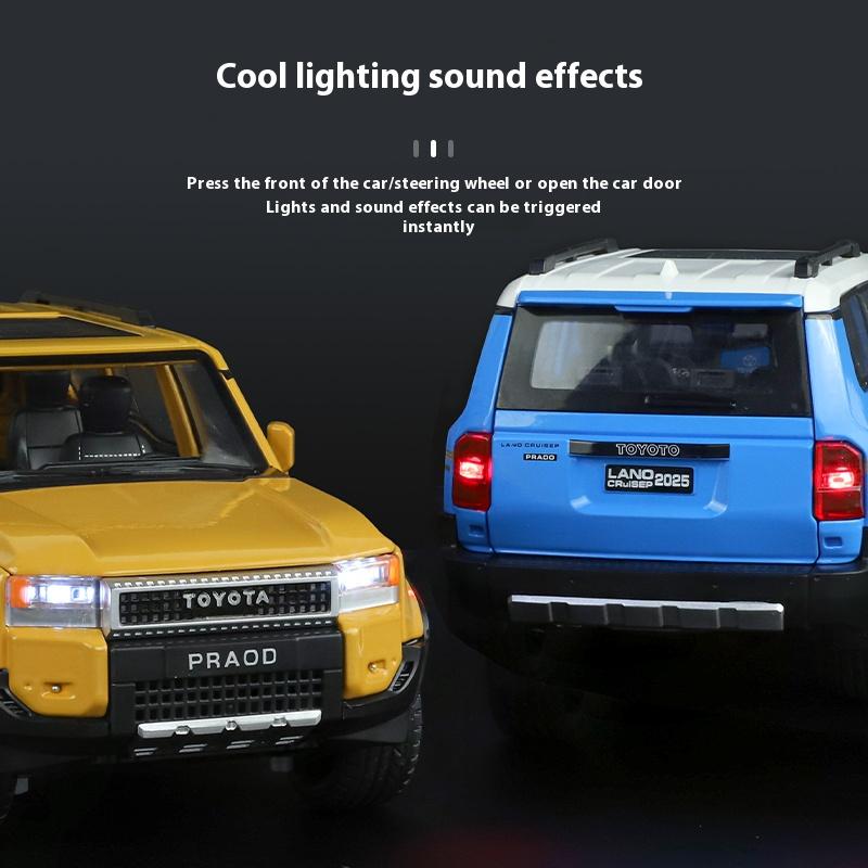 1/24 Toyota Prado LC250 Automobile Model Metal Die Cast Simulation Sound Light Seat Foldable Boys Birthday Gift Children's Toys