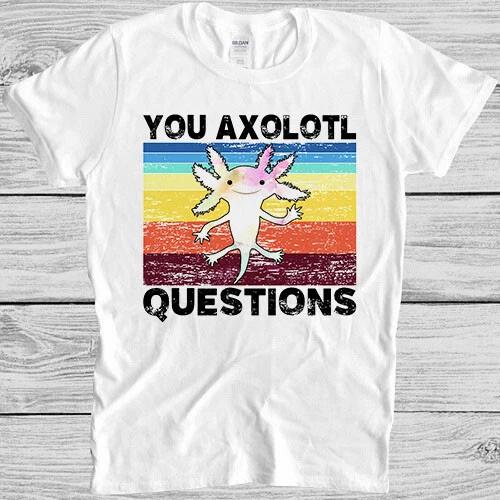 Axolotl Funny You Axolotl Questions 90s Humor Meme Style Gift Tee T Shirt 7081