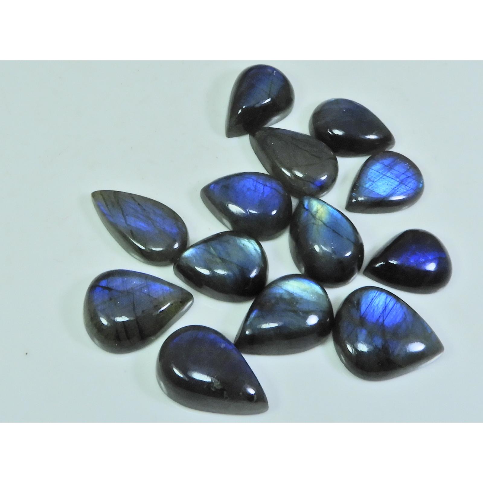 

12X17-14X20MM Natural Labradorite Pear Cabochon Gemstone 13Pcs Lot 150Cts. SY-286