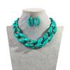 Statement Acrylic Earring Necklace Set for Women Men Boho Thick Link Chain Pendant Rock Jewelry Gifts