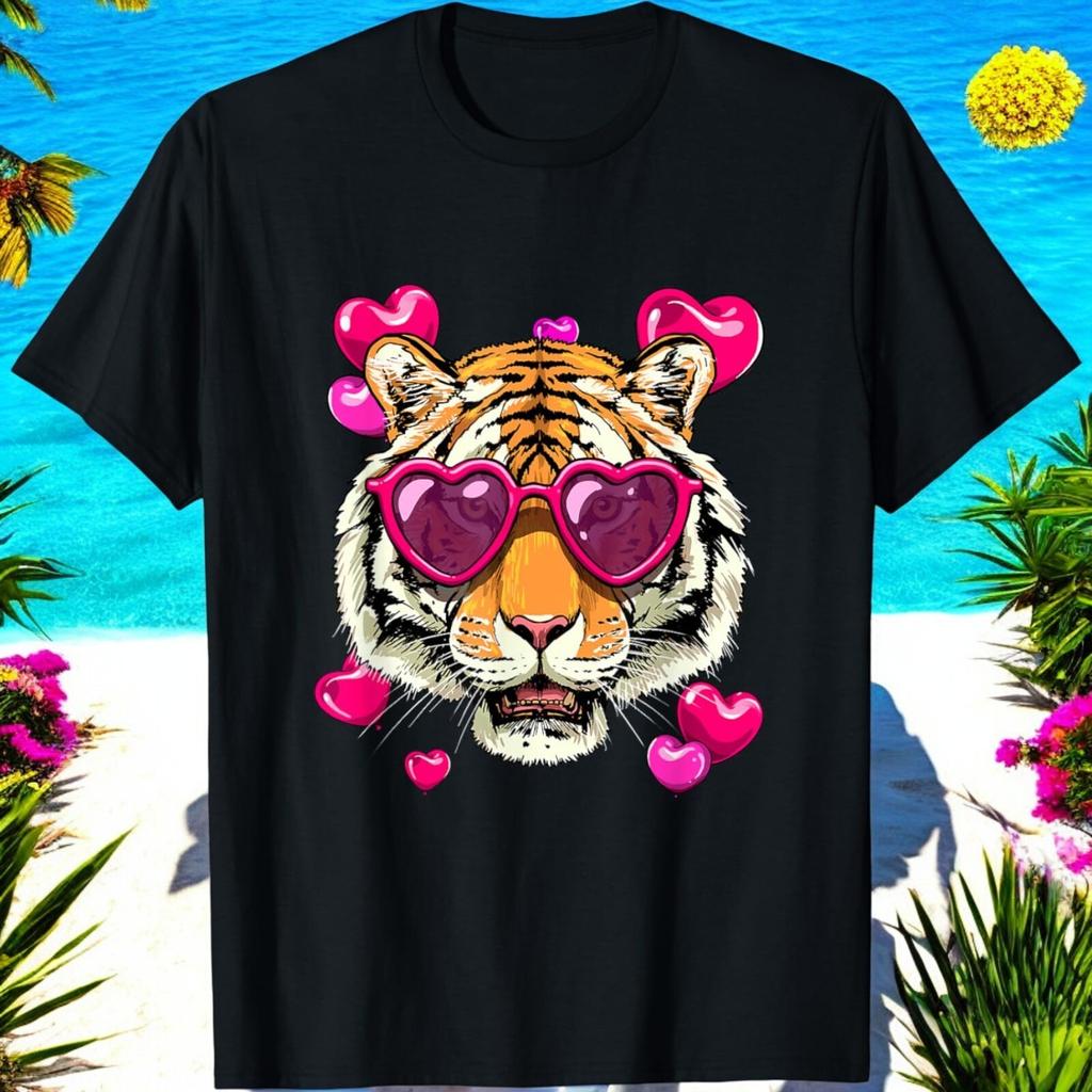 Maglietta Tigre del Bengala San Valentino Tigre Faccia di Animale Amante della Tigre T-shirt Donna Uomo Estate Cotone Streetwear Magliette Grafiche