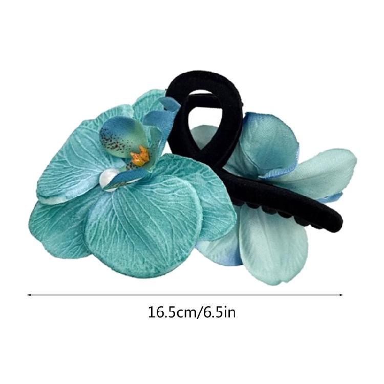Orchids Flower Hair Claw Clip French Jaw Clip Spring Hair Grip PonytailHolder