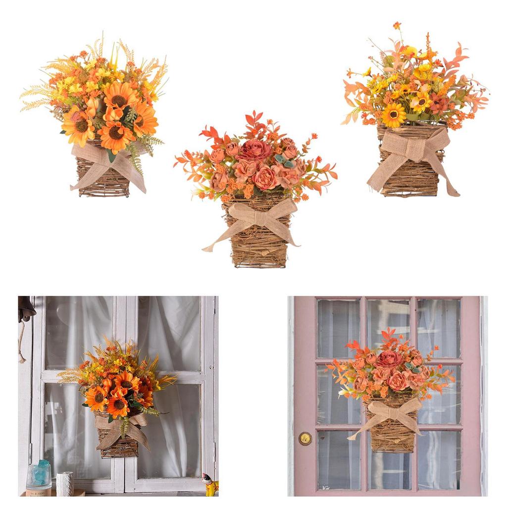 Door Hanger Basket Flower Basket for Front Door Floral Arrangement Multifunctional Decoration Ornament for Holiday Farmhouse