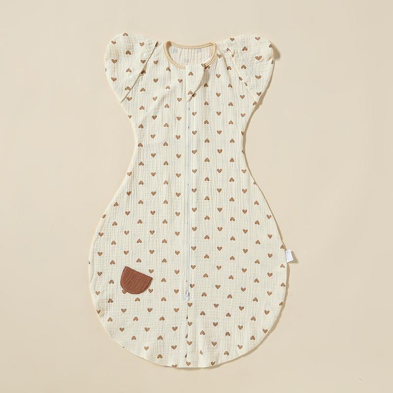 Newborn Baby Sleep Sack Pure Cotton Muslin Spring Summer Thin Wearable Swaddle For Infants Heart,S