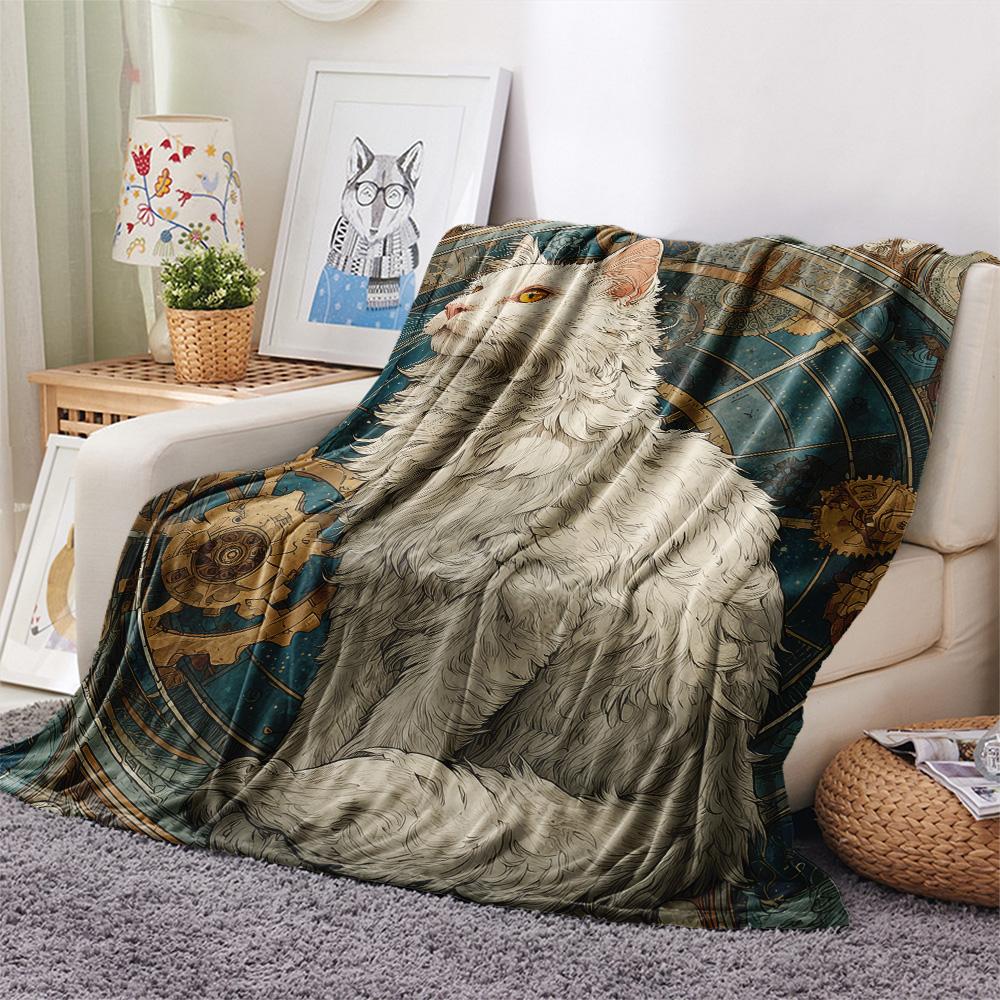 Plush Cats  Print Flannel Blanket, High quality Comfortable for All Seasons, Home Decor, Warmth and Comfort