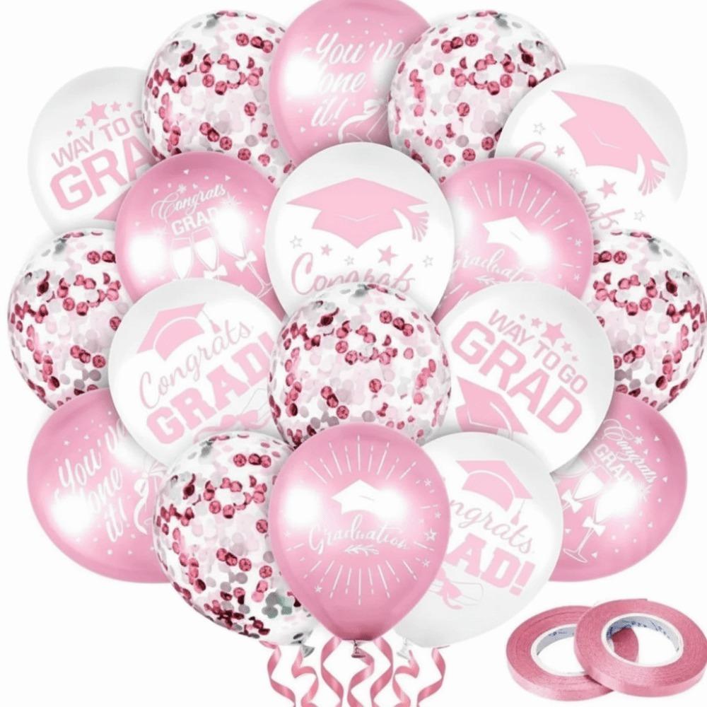 Black Gold Graduation Decorations Cap Printing Latex Balloon Confetti Balloon School Celebration