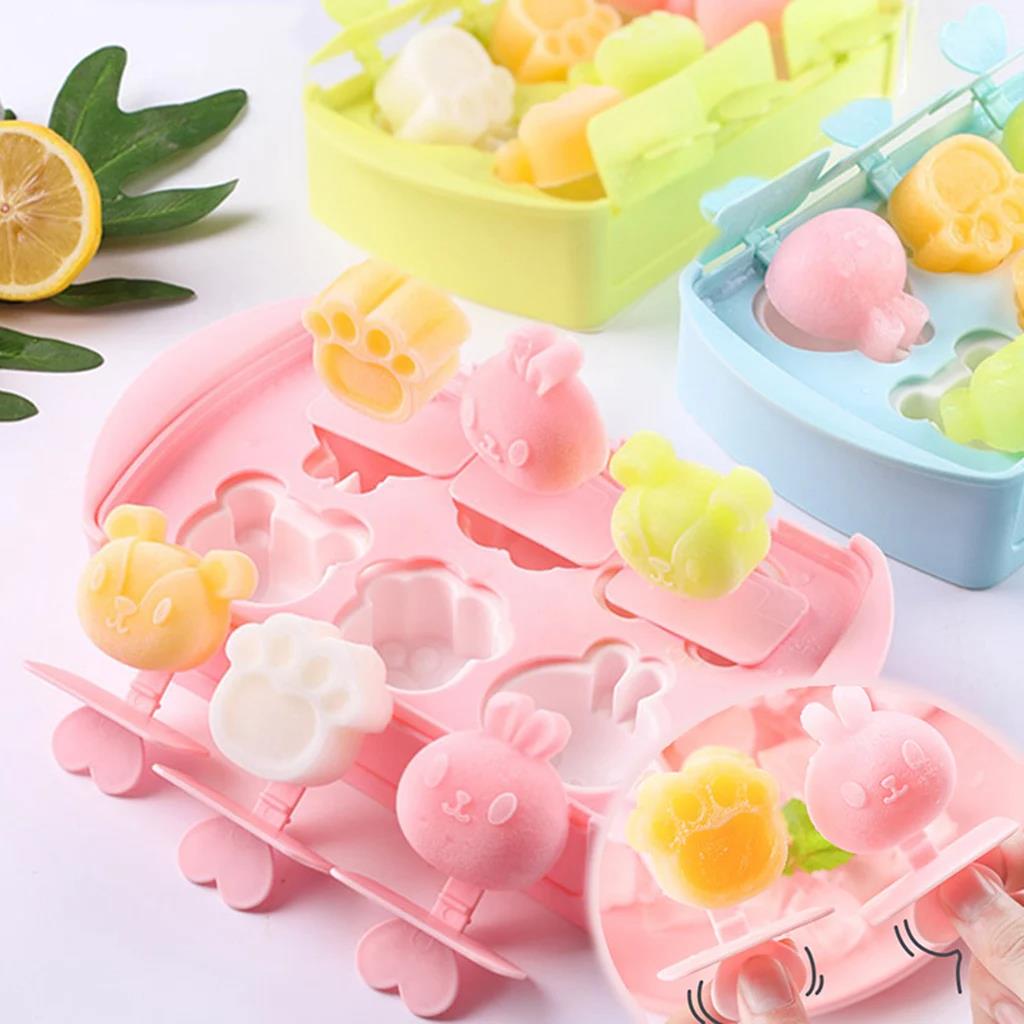 Cartoon Popsicle Mold Ice Cream Mold Ice Cube Maker Ice Cube Tray Ice Mould For Party Bar kitchen Ice Pop Maker Mould Ice Tray 6