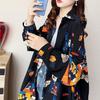 Funny Print Vintage Chic Harajuku Streetwear Oversized Grunge Y2K Button Shirt Fashion Long Sleeve Tunic Top Blouse Women Blusas