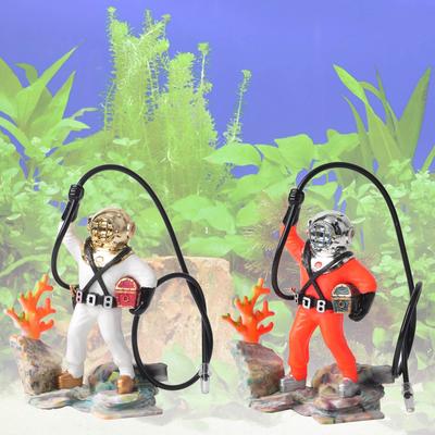Aquarium Ornament Fish Tank Decoration Funny Diver Design Red