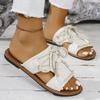 Plus Size 2025 New Hot Sale Women's Open Toe Slippers Outdoor Casual Lace Up Low Heel Sandals Summer Daily Beach Rome Slippers