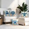 4Pcs Marine Series Turtle Octopus Shell Print Single-Sided Cushion Cover For Living Room Bedroom Car Home Decor
