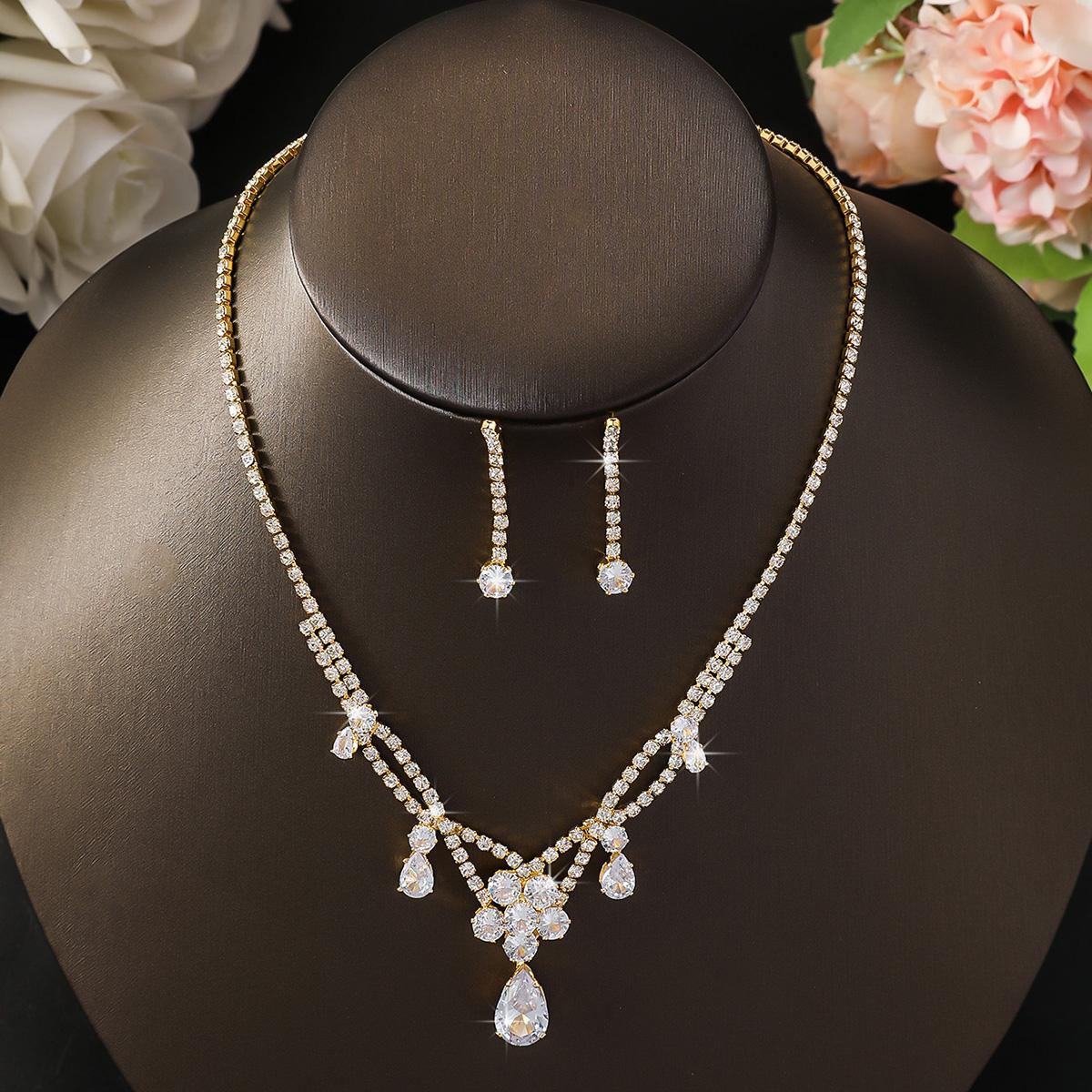 European and American cross-border necklace set, earring jewelry set, banquet dress, versatile bridal accessories