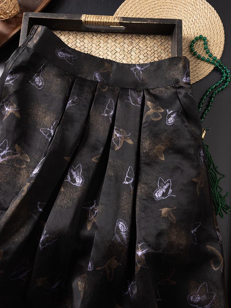 

2026 Summer Shimmering Mulberry Silk Reversible Butterfly Skirt 2XL - Up to 70kg