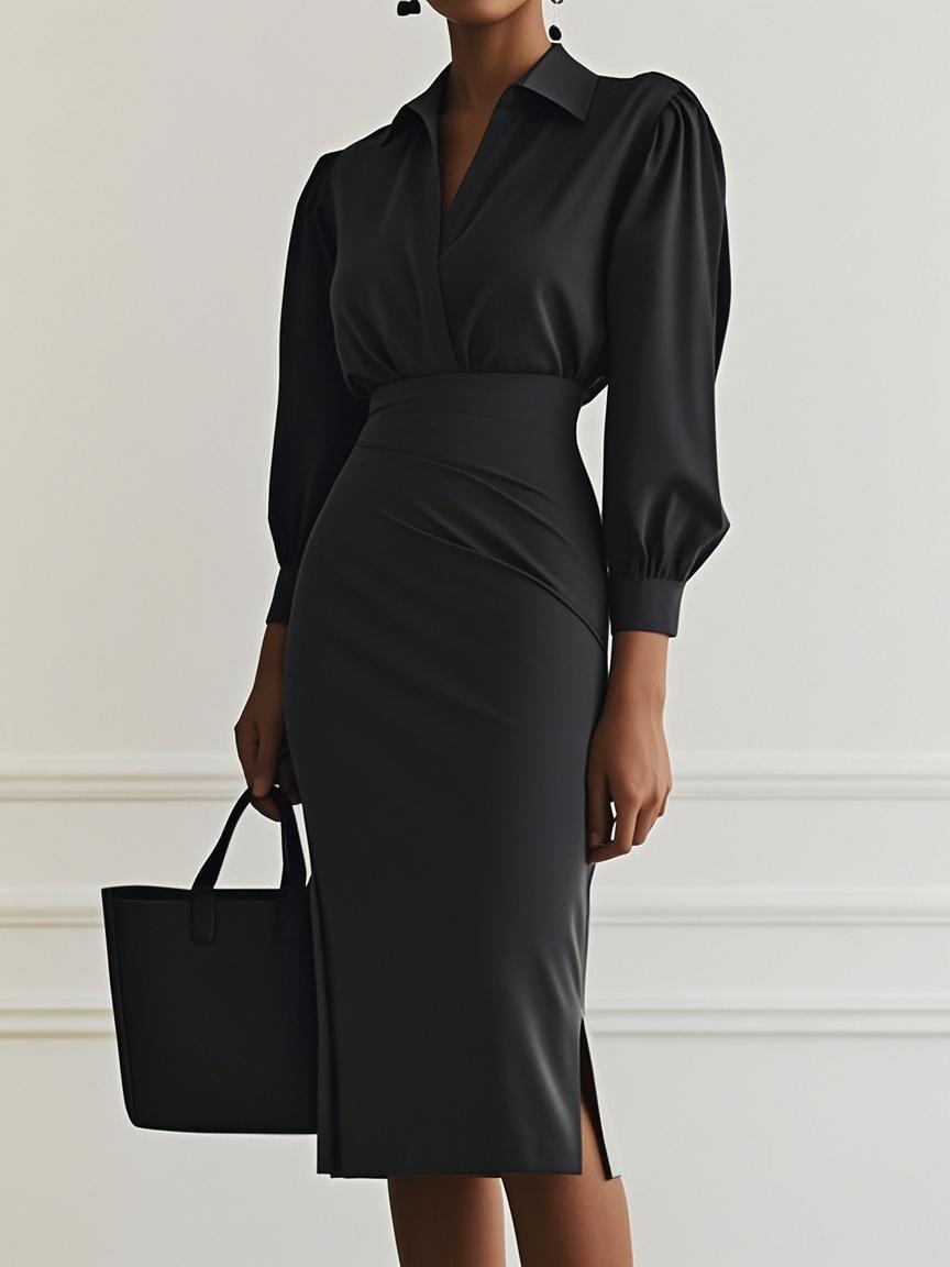 

Women s Short Sleeve Midi Dress 4 Colors S чёрный