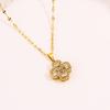 Necklace Light Luxury High Sense Niche Titanium Steel Necklace Trendy Brand Four-leaf Clover Rotatable Temperament Versatile Zircon Necklace Women