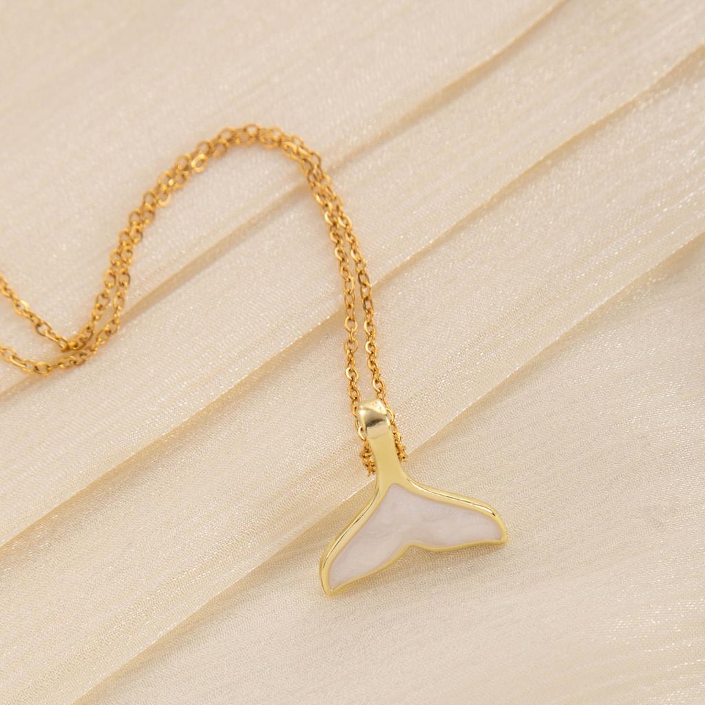 Stainless Steel Chain Imitation Shell Mermaid Tail Lucky Pendant Necklace Valentine's Day Gift For Girlfriend Jewelry Gifts