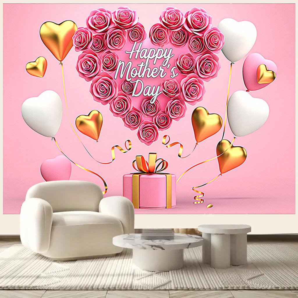 Happy Mothers Day Party Background Thanks Mother Flower Rose Heart Floral Pink Photography Backdrop Photo Studio Props