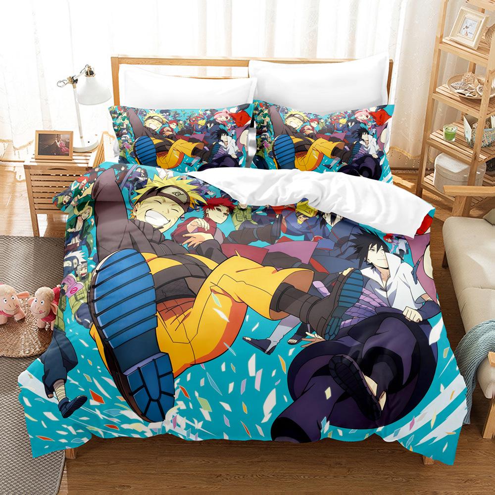 3D Printed Bedding Three-Piece Set, Anime, Naruto Sasuke