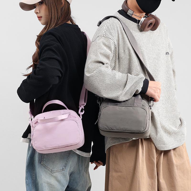 Solid Color Handbag Travel Crossbody Bag Lightweight Water-Repellent Nylon Bag Women's Shoulder Bag