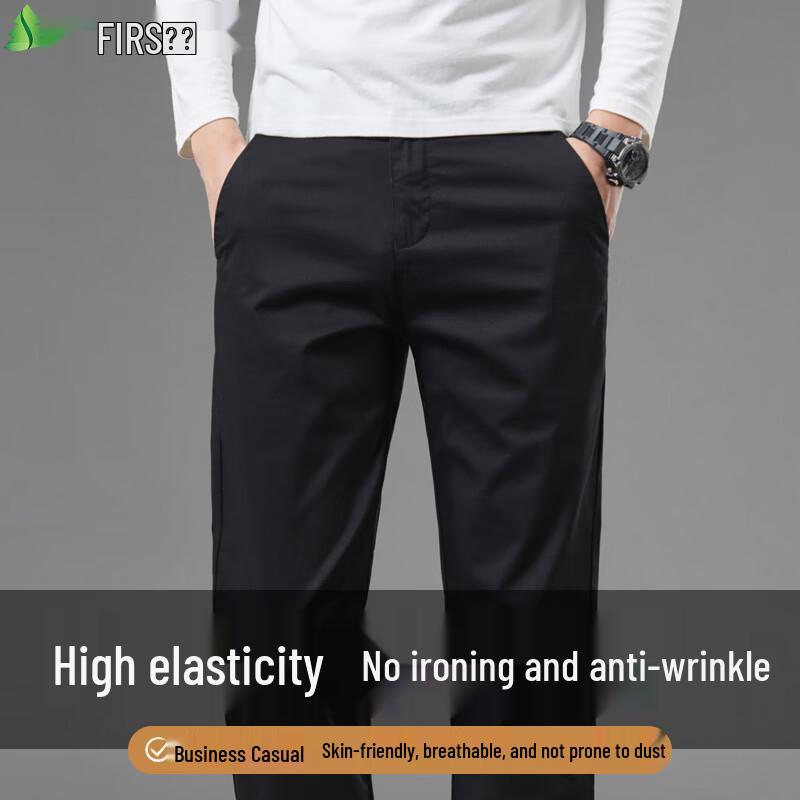 

FIRS Men s Premium Iron-Free Straight Leg Business Casual Pants 34