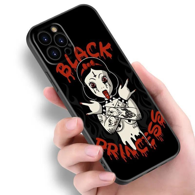 Apple Iphone16Pro Phone Case Tattoo Anime Princess Black Silicone Phone Case