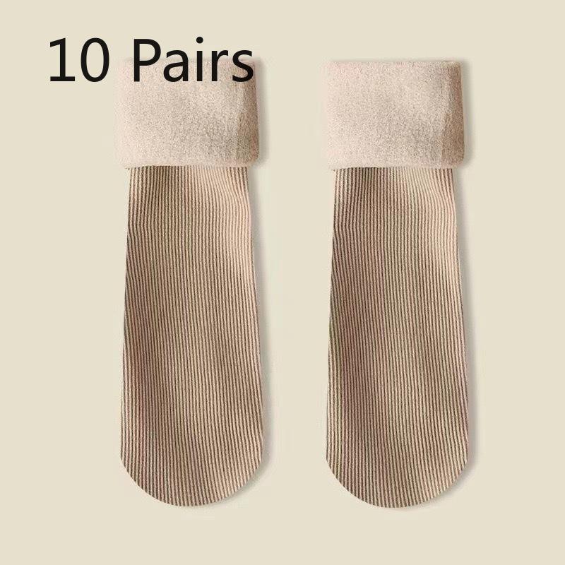 

10 пар женских зимних утолщенных бархатных теплых снежных домашних напольных носков-гольф 10 Pairs хаки