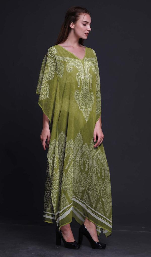 Phagun Floral & Paisley Ladies Plus Size Kaftan Summer Wear Beach Coverup Kimono