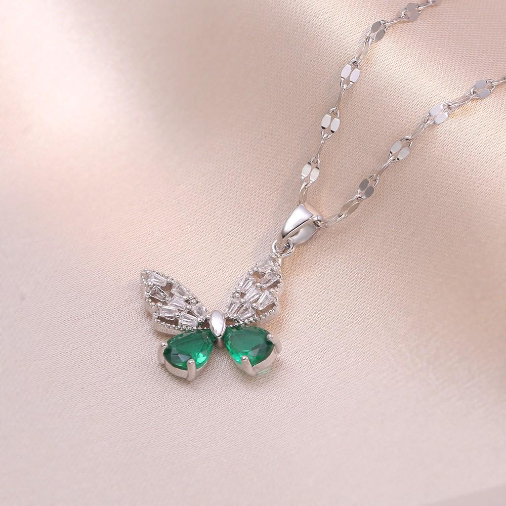 Women's Butterfly Zirconia Clavicle Necklace: Elegant, Fashionable, Titanium Steel Jewelry
