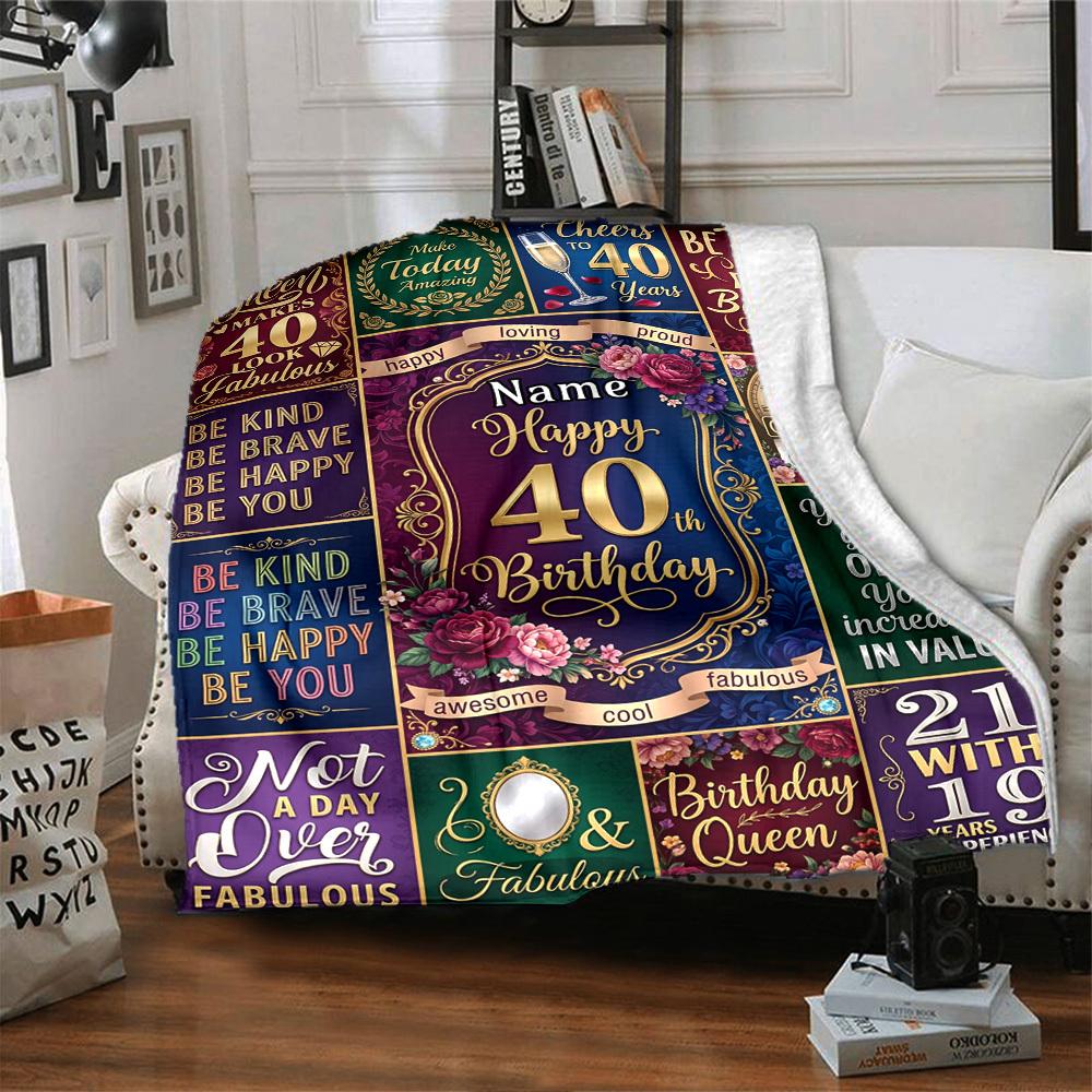 40Th Birthday Celebration Quotesblanket Warmthful Decor Great For Sofa Couch Office Bed Picnics Four Seasons Multipurpose Digital Print Birthday